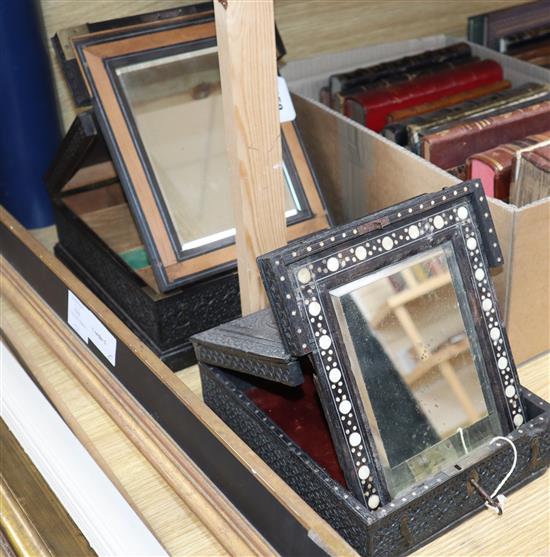 Two 19th century Indian carved ebony vanity cases